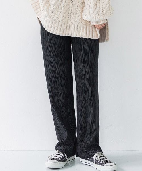 coca(coca)(コカ)の「ベロアプリーツパンツ(その他パンツ・レディース・ブラック/グレー/ライトピンク・M/L)」の2枚目の写真