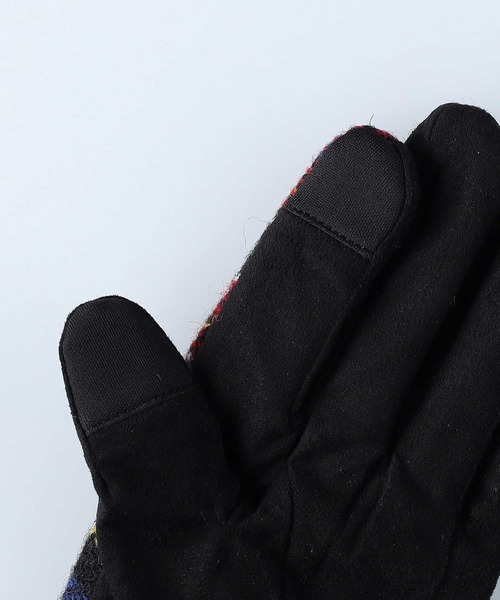HARRIS TWEED(ハリスツイード)の「【HARRIS TWEED】ハリスツウィードグローブ(手袋・レディース・ベージュ/レッド・ONE SIZE)」の3枚目の写真