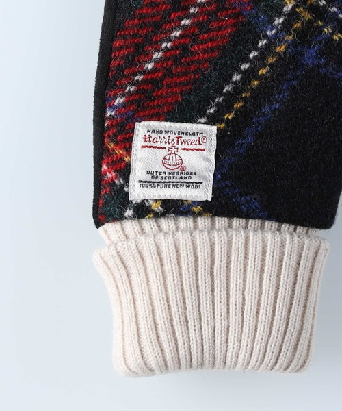 HARRIS TWEED(ハリスツイード)の「【HARRIS TWEED】ハリスツウィードグローブ(手袋・レディース・ベージュ/レッド・ONE SIZE)」の4枚目の写真