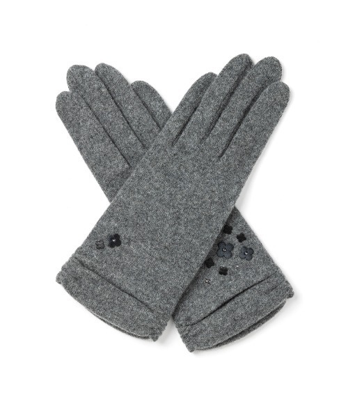 ANTEPRIMA/MISTO(アンテプリマミスト)の「タッチパネル対応 フィオーリモチーフ付きカシミヤ混ジャージグローブ(手袋・レディース・オフホワイト/グレー/ブラック・ONE SIZE)」の1枚目の写真