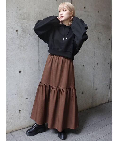 MURUA(ムルーア)の「クロップドボリュームフーディー(パーカー・レディース・ブラック/グリーン・FREE)」の11枚目の写真