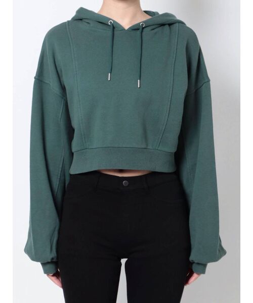 MURUA(ムルーア)の「クロップドボリュームフーディー(パーカー・レディース・ブラック/グリーン・FREE)」の7枚目の写真