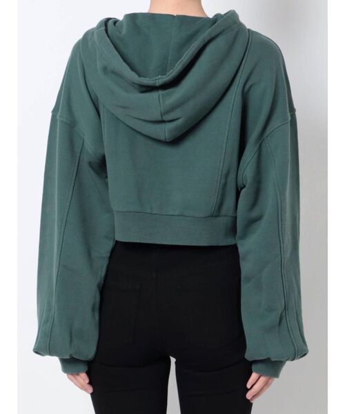 MURUA(ムルーア)の「クロップドボリュームフーディー(パーカー・レディース・ブラック/グリーン・FREE)」の3枚目の写真