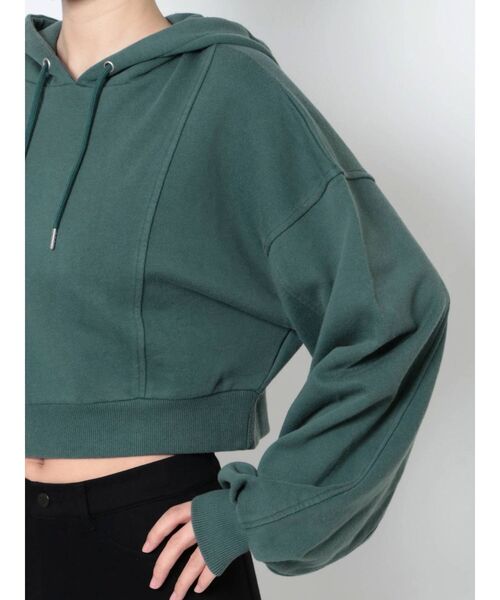 MURUA(ムルーア)の「クロップドボリュームフーディー(パーカー・レディース・ブラック/グリーン・FREE)」の8枚目の写真