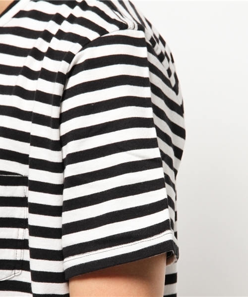 BEN DAVIS BLACKOUT COLLECTION(ベンデイビスブラックアウトコレクション)の「BEN DAVIS BLACKOUT COLLECTION BORDER POKET TEE(Tシャツ/カットソー・メンズ・ホワイト×ブラック/チャコールグレー×ブラック/ホワイト×ブルー/グレー系その他2・SMALL/MEDIUM/LARGE)」の8枚目の写真