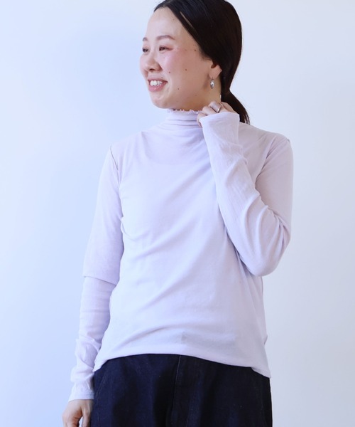 yuni(ユニ )の「△60/-強撚ストレッチフライス ハイネックプルオーバー(Tシャツ/カットソー・レディース・ホワイト/ブラック/ブルー/イエロー/グリーン/グレー/チャコールグレー/イエロー系その他/ブルー系その他/オレンジ/パープル・FREE)」の8枚目の写真