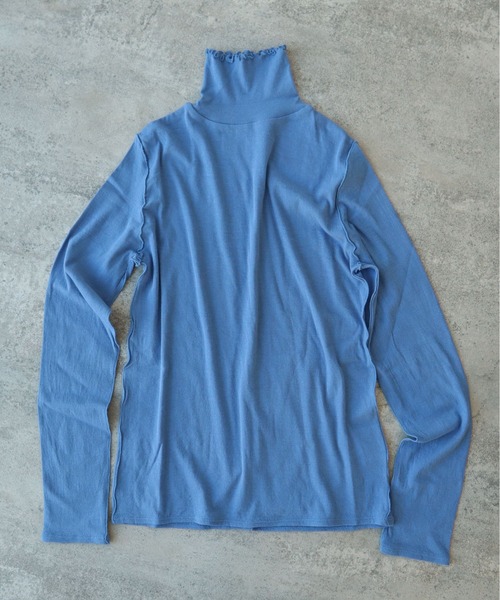 yuni（ユニ　）の「△60/-強撚ストレッチフライス　ハイネックプルオーバー（Tシャツ/カットソー・レディース・ホワイト/ブラック/ブルー/イエロー/グリーン/グレー/チャコールグレー/イエロー系その他/ブルー系その他/オレンジ・FREE）」の7枚目の写真