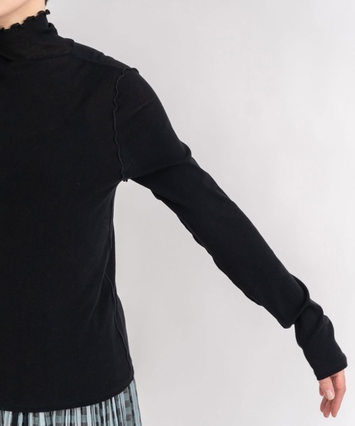 yuni（ユニ　）の「△60/-強撚ストレッチフライス　ハイネックプルオーバー（Tシャツ/カットソー・レディース・ホワイト/ブラック/ブルー/イエロー/グリーン/グレー/チャコールグレー/イエロー系その他/ブルー系その他/オレンジ・FREE）」の13枚目の写真