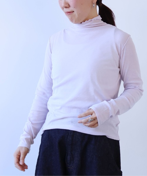 yuni(ユニ )の「△60/-強撚ストレッチフライス ハイネックプルオーバー(Tシャツ/カットソー・レディース・ホワイト/ブラック/ブルー/イエロー/グリーン/グレー/チャコールグレー/イエロー系その他/ブルー系その他/オレンジ/パープル・FREE)」の19枚目の写真