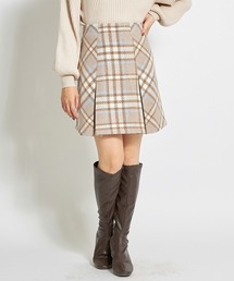 tocco closet | チェック柄タック入り台形ミニスカート(スカート)