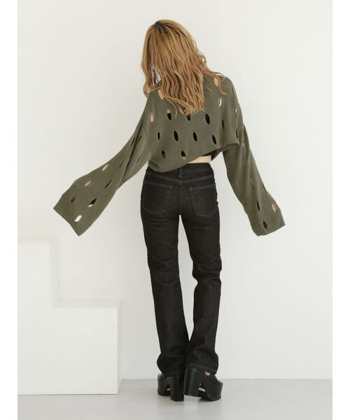 MURUA(ムルーア)の「ローライズストレートデニム(デニムパンツ・レディース・ブラック/ライトブルー・1/2)」の5枚目の写真