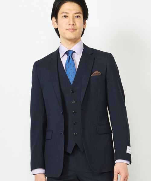 CROWDED CLOSET(クラウデッドクローゼット)の「【COOLMAX ECOMADE(クールマックス エコメイド)】NARROW千鳥格子柄スーツ/別売りベストあり/2ピースビジネスセットアップスーツ(セットアップ・メンズ・ネイビー/ブラウン・01/02/03/04)」の1枚目の写真