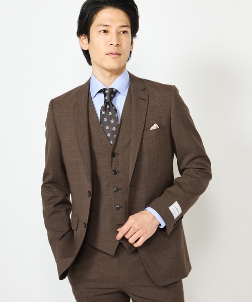 CROWDED CLOSET(クラウデッドクローゼット)の「【COOLMAX ECOMADE(クールマックス エコメイド)】NARROW千鳥格子柄スーツ/別売りベストあり/2ピースビジネスセットアップスーツ(セットアップ・メンズ・ネイビー/ブラウン・01/02/03/04)」の2枚目の写真