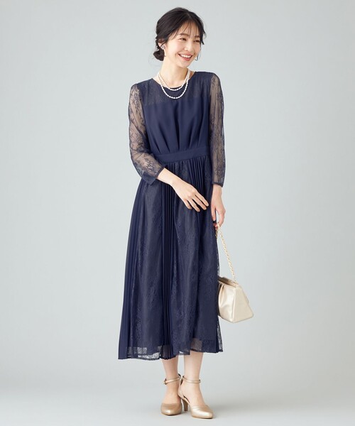 ANY SIS（エニィスィス）の「【洗える】プリーツMIXレース ドレス