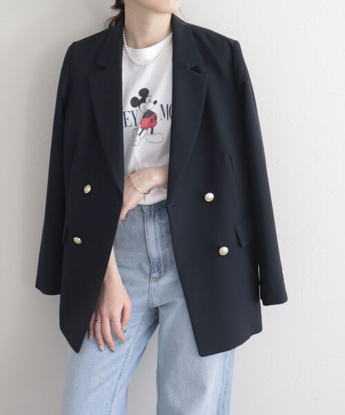 fredy emue（フレディエミュ）の「ダブルブレストジャケット（テーラードジャケット・レディース・ベージュ/ネイビー・36/38）」の12枚目の写真