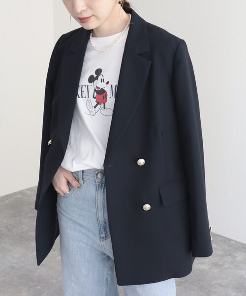 fredy emue（フレディエミュ）の「ダブルブレストジャケット（テーラードジャケット・レディース・ベージュ/ネイビー・36/38）」の3枚目の写真