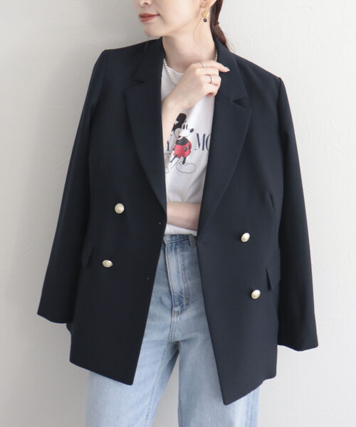 fredy emue（フレディエミュ）の「ダブルブレストジャケット（テーラードジャケット・レディース・ベージュ/ネイビー・36/38）」の5枚目の写真