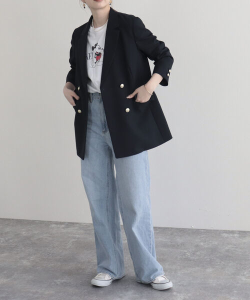 fredy emue（フレディエミュ）の「ダブルブレストジャケット（テーラードジャケット・レディース・ベージュ/ネイビー・36/38）」の16枚目の写真