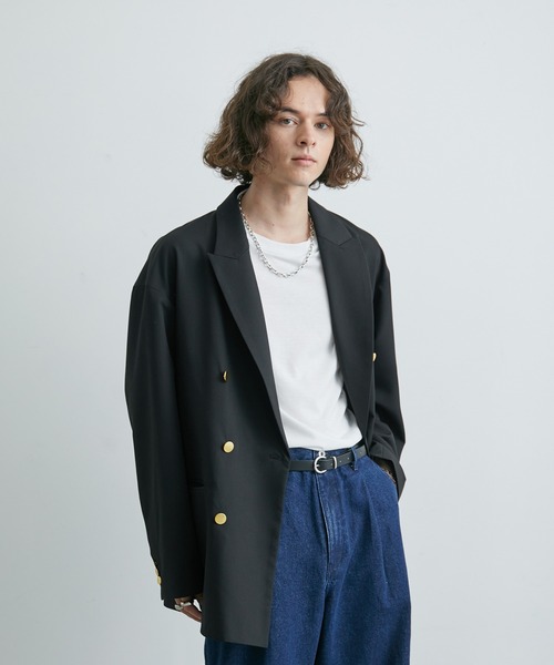 JUNRED（ジュンレッド）の「サイドスリットルーズダブルブレザー（テーラードジャケット・メンズ・ブラック/ネイビー・L/M/S）」の5枚目の写真