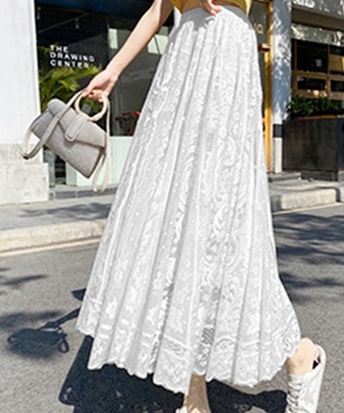 PRIVATE BEACH(プライベートビーチ)の「ボリュームレースロングスカート(スカート・レディース・ベージュ/ブラック/ホワイト/ラベンダー・FREE)」の5枚目の写真