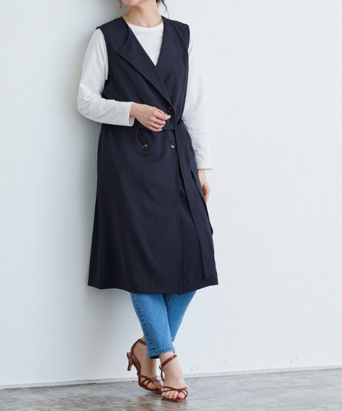 Pierrot(ピエロ)の「2wayトレンチコート(トレンチコート・レディース・ライトベージュ/ネイビー・L/M)」の14枚目の写真