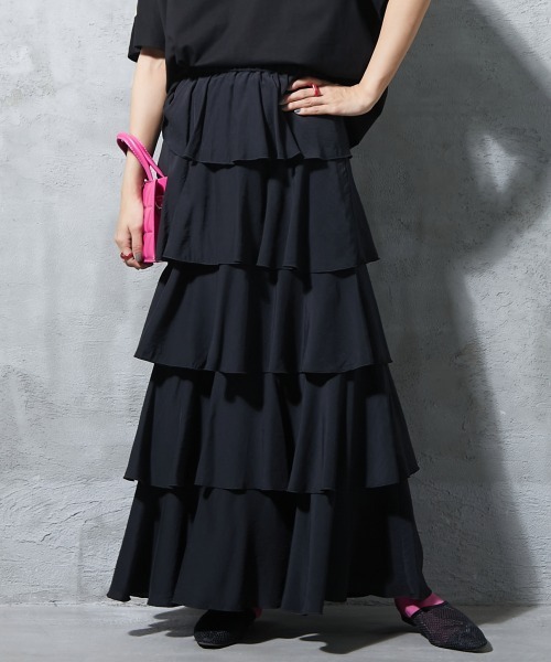 GEVS.（ジェイヴィス）の「＜大きいサイズ＞ ラッフルフリル2WAYスカート GEVS.（スカート・レディース・ブラック/グリーン・L/LL/3L/4L/5L）」の21枚目の写真
