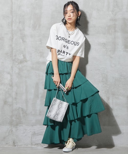 GEVS.（ジェイヴィス）の「＜大きいサイズ＞ ラッフルフリル2WAYスカート GEVS.（スカート・レディース・ブラック/グリーン・L/LL/3L/4L/5L）」の12枚目の写真