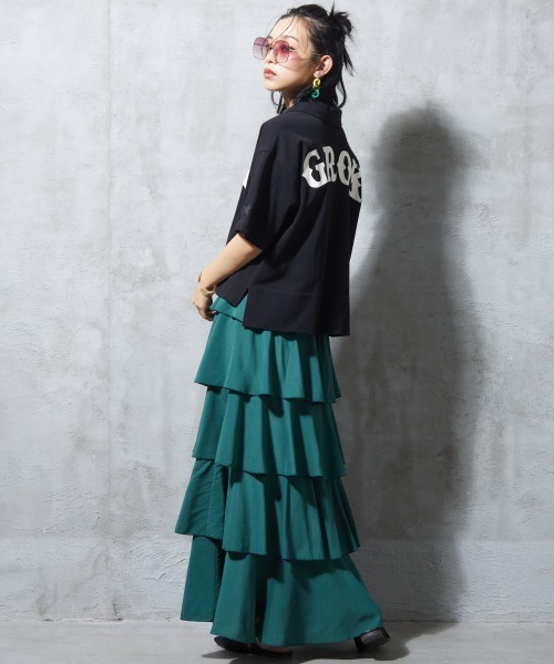 GEVS.（ジェイヴィス）の「＜大きいサイズ＞ ラッフルフリル2WAYスカート GEVS.（スカート・レディース・ブラック/グリーン・L/LL/3L/4L/5L）」の14枚目の写真
