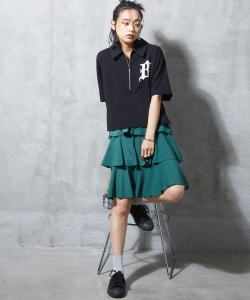 GEVS.（ジェイヴィス）の「＜大きいサイズ＞ ラッフルフリル2WAYスカート GEVS.（スカート・レディース・ブラック/グリーン・L/LL/3L/4L/5L）」の16枚目の写真