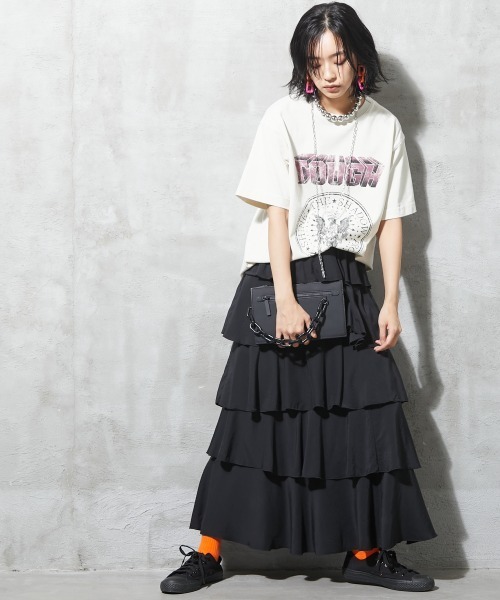 GEVS.（ジェイヴィス）の「＜大きいサイズ＞ ラッフルフリル2WAYスカート GEVS.（スカート・レディース・ブラック/グリーン・L/LL/3L/4L/5L）」の10枚目の写真