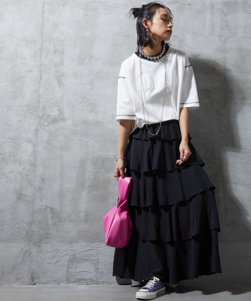 GEVS.（ジェイヴィス）の「＜大きいサイズ＞ ラッフルフリル2WAYスカート GEVS.（スカート・レディース・ブラック/グリーン・L/LL/3L/4L/5L）」の15枚目の写真