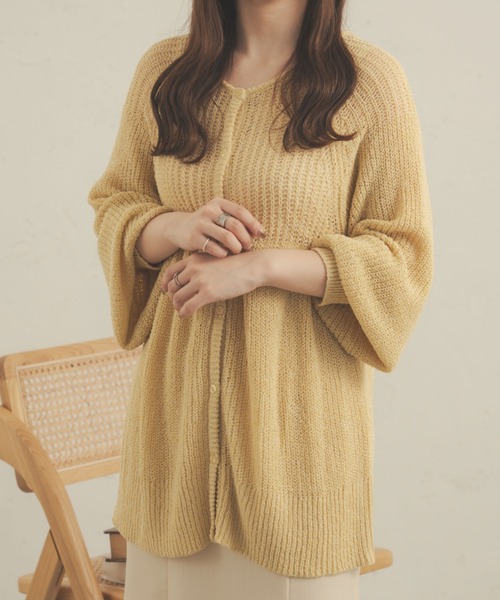 Ambre Neige(アンブルネージュ)の「2WAY透かし編み二ットカーディガン/【WEB/EC限定商品】(カーディガン/ボレロ・レディース・アイボリー/イエロー/ライトグリーン/ピンク・FREE)」の3枚目の写真
