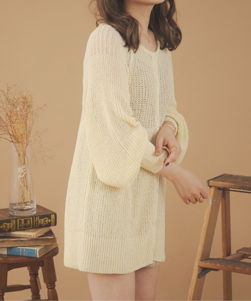 Ambre Neige(アンブルネージュ)の「2WAY透かし編み二ットカーディガン/【WEB/EC限定商品】(カーディガン/ボレロ・レディース・アイボリー/イエロー/ライトグリーン/ピンク・FREE)」の7枚目の写真