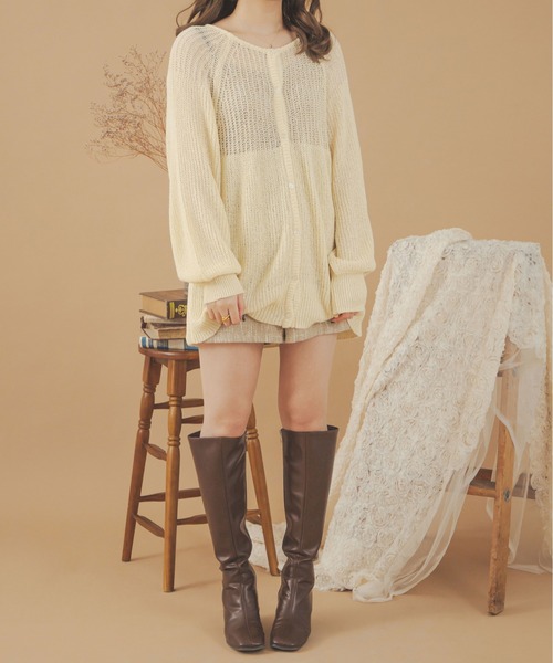 Ambre Neige(アンブルネージュ)の「2WAY透かし編み二ットカーディガン/【WEB/EC限定商品】(カーディガン/ボレロ・レディース・アイボリー/イエロー/ライトグリーン/ピンク・FREE)」の9枚目の写真