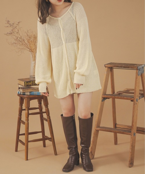 Ambre Neige(アンブルネージュ)の「2WAY透かし編み二ットカーディガン/【WEB/EC限定商品】(カーディガン/ボレロ・レディース・アイボリー/イエロー/ライトグリーン/ピンク・FREE)」の10枚目の写真