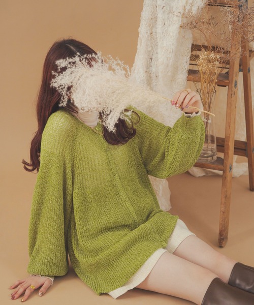 Ambre Neige(アンブルネージュ)の「2WAY透かし編み二ットカーディガン/【WEB/EC限定商品】(カーディガン/ボレロ・レディース・アイボリー/イエロー/ライトグリーン/ピンク・FREE)」の11枚目の写真