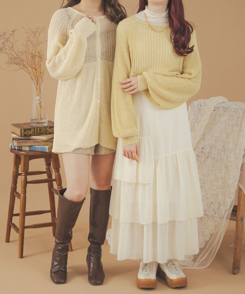 Ambre Neige(アンブルネージュ)の「2WAY透かし編み二ットカーディガン/【WEB/EC限定商品】(カーディガン/ボレロ・レディース・アイボリー/イエロー/ライトグリーン/ピンク・FREE)」の21枚目の写真