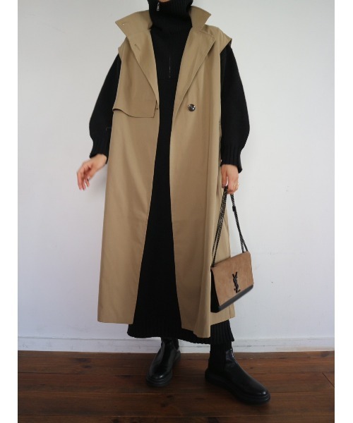 TRUNC（トランクエイティーエイト）の「Sleeveless Trench Coat（トレンチコート・レディース・ブラック/ベージュ・FREE）」の20枚目の写真