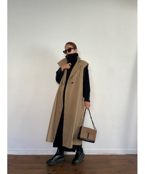 TRUNC（トランクエイティーエイト）の「Sleeveless Trench Coat（トレンチコート・レディース・ブラック/ベージュ・FREE）」の19枚目の写真