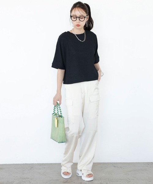 GeeRA（ジーラ）の「前後2WAYカシュクールトップス（Tシャツ/カットソー・レディース・ブラック/アイボリー・LARGE/MEDIUM）」の14枚目の写真