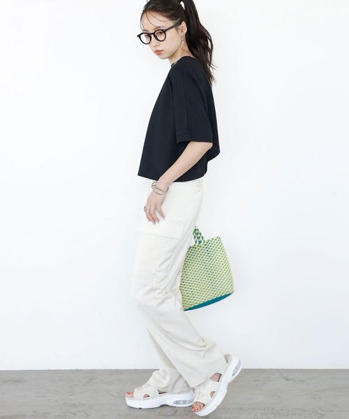GeeRA（ジーラ）の「前後2WAYカシュクールトップス（Tシャツ/カットソー・レディース・ブラック/アイボリー・LARGE/MEDIUM）」の16枚目の写真