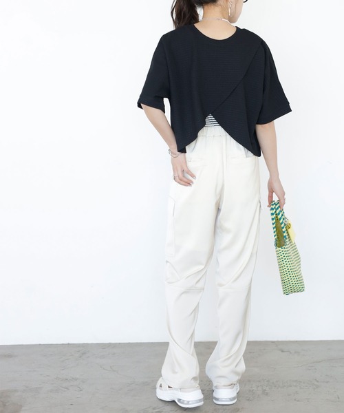GeeRA（ジーラ）の「前後2WAYカシュクールトップス（Tシャツ/カットソー・レディース・ブラック/アイボリー・LARGE/MEDIUM）」の17枚目の写真