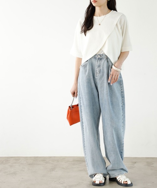 GeeRA（ジーラ）の「前後2WAYカシュクールトップス（Tシャツ/カットソー・レディース・ブラック/アイボリー・LARGE/MEDIUM）」の8枚目の写真