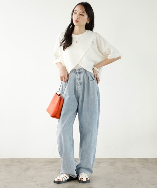 GeeRA（ジーラ）の「前後2WAYカシュクールトップス（Tシャツ/カットソー・レディース・ブラック/アイボリー・LARGE/MEDIUM）」の7枚目の写真