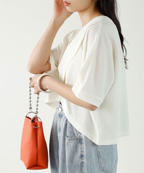 GeeRA（ジーラ）の「前後2WAYカシュクールトップス（Tシャツ/カットソー・レディース・ブラック/アイボリー・LARGE/MEDIUM）」の5枚目の写真