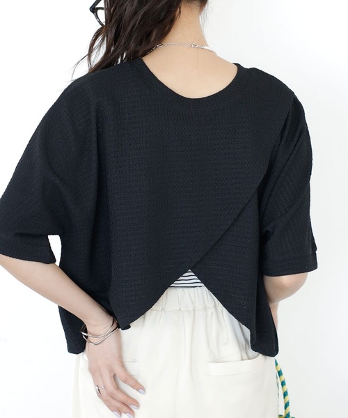 GeeRA（ジーラ）の「前後2WAYカシュクールトップス（Tシャツ/カットソー・レディース・ブラック/アイボリー・LARGE/MEDIUM）」の18枚目の写真
