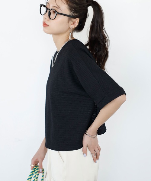 GeeRA（ジーラ）の「前後2WAYカシュクールトップス（Tシャツ/カットソー・レディース・ブラック/アイボリー・LARGE/MEDIUM）」の13枚目の写真