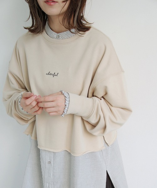 Crisp（クリスプ）の「"cheerful"ショートスウェット（スウェット・レディース・ネイビー/アイボリー・FREE）」の2枚目の写真