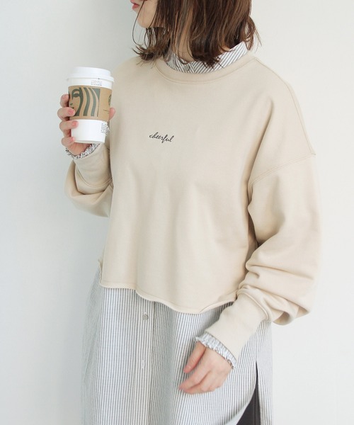 Crisp（クリスプ）の「"cheerful"ショートスウェット（スウェット・レディース・ネイビー/アイボリー・FREE）」の3枚目の写真