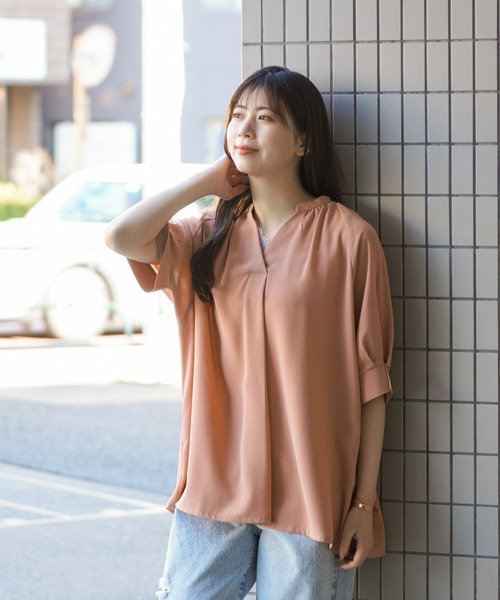 NAVY（ネイビー）の「とろみタックスキッパーシャツ ブラウス（シャツ/ブラウス・レディース・オレンジ/ブルー/ホワイト・フリー）」の3枚目の写真